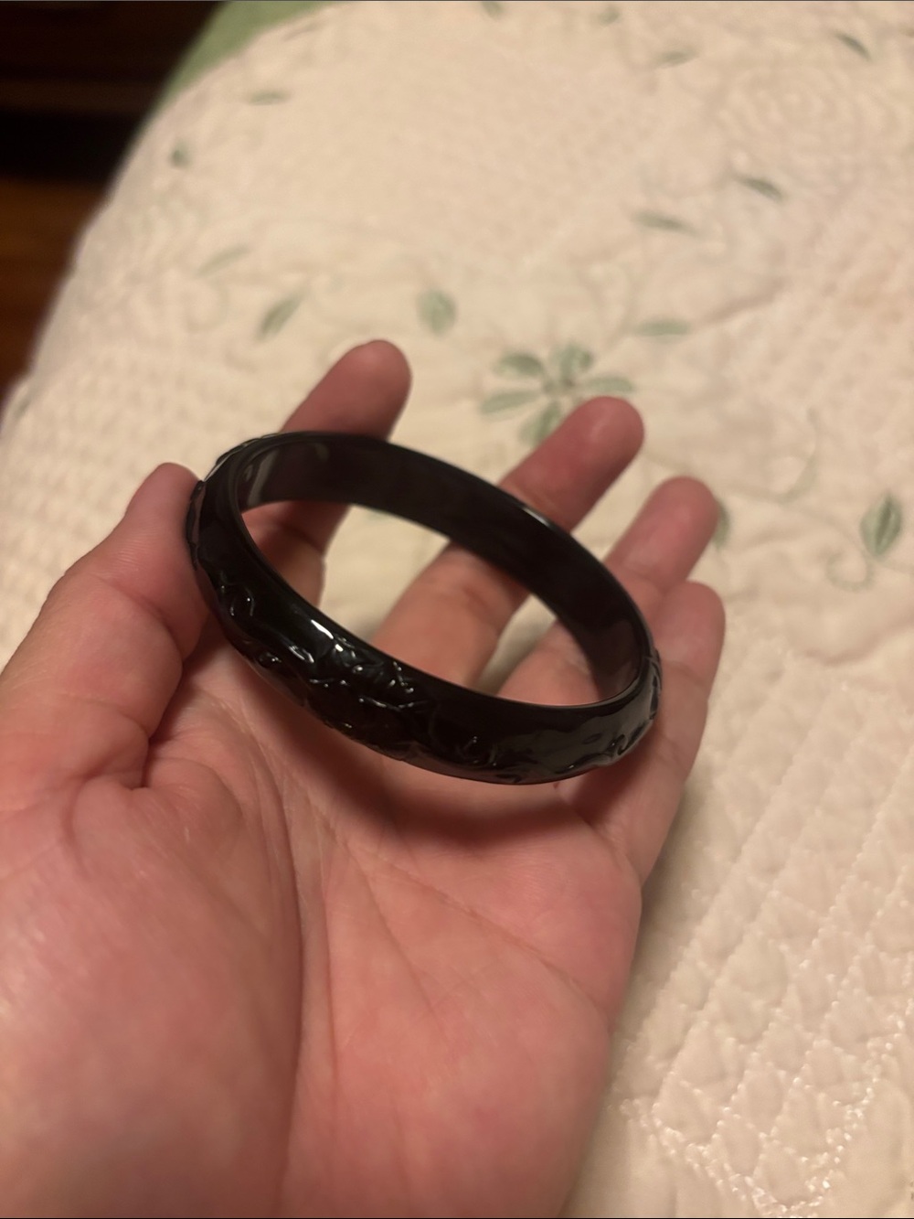 Black Resin Bangle Bracelet - Classic Solid Design